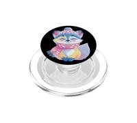 Volpe sorridente inverno carino animale ritratto grafico pelliccia blu PopSockets PopGrip per MagSafe