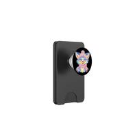 Volpe sorridente inverno carino animale ritratto grafico pelliccia blu PopSockets PopWallet per MagSafe