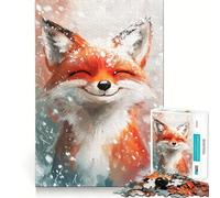Volpe sorridente nella neve, puzzle da 1000 pezzi per adolescenti, gioco rilassante con bordi precisi, ideale per i desideri di Babbo Natale 38x26cm