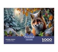 Volpe& Squirrel Jigsaw Puzzle Impossible 1000Pcs Forestaa innevata Decorazione Per La Casa. Giochi Rilassamento E Intelligence Per Adulti E Bambini Da 12 Anni 52x38cm/1000pcs