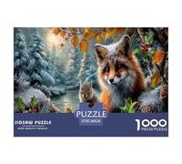Volpe& Squirrel Puzzle Impossible 1000Pcs Forestaa innevata Decorazione Per La Casa. Rilassamento E Intelligence Per Adulti E Ragazzi Da 14 Anni 38x26cm/1000pcs