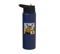 VOLPE SU UNA BICICLETTA DA CORSA DIMOSTRA RESISTENZA GIALLA Stainless Steel Insulated Water Bottle