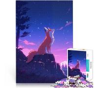 Volpe sulla scogliera di notte puzzle 1000 pezzi per adulti giochi divertenti per famiglie Attività divertenti a casa, regali di compleanno, regali di viaggio, 38x26cm