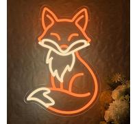 Volpe - Targa a LED con animale, per parete, simpatica, luce al neon, dimmerabile, alimentata tramite USB, per soggiorno, camera dei bambini, foresta, sala giochi, decorazione bar, compleanno estetico