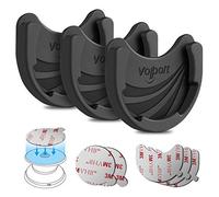 volport Set di 3 supporti per telefono in silicone per presa di corrente, supporto pieghevole ed estensibile, con base adesiva 3M, per parete, casa, nero