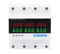 Voltage Protector, Automatic Transfer Switch ATS 63A 4P 3PH Overcurrent Overvoltage Undervoltage Adjustable Circuit Breaker with LED Display for Generators and Inverters