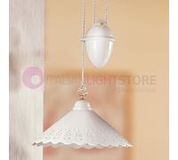 VOLTERRA Saliscendi Sospensione Ceramica Bianca Rustica Country