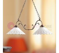 VOLTERRA Sospensione Bilanciere Ottone e Ceramica Rustico Country