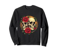 Volti di Teschio con Rose Rosse Felpa
