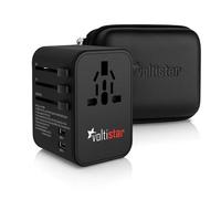 Voltistar Adattatore universale con custodia da viaggio PD20 W 2 USB 1 USB C e 1 CA spina caricatore multipla corrente internazionale per America Asia Europa e tutto il mondo Plug Adapter All in One