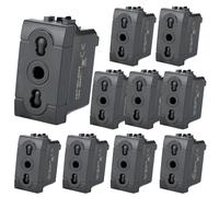 VOLTIX 10 PEZZI Presa Bipasso Bivalente 2P+T 10/16A Prese Elettriche da Muro Compatibile con Bticino Living Light e Living International Nero (10)