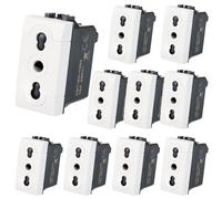 Voltix 10 pezzi Presa Bipasso Bivalente 2P+T 10/16A Prese Elettriche da Muro Compatibile con Bticino Living Light e Living International BIANCO (10)
