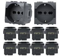 Voltix 10 Pezzi Prese Schuko da Muro 2P+T 16A Compatibili con BTicino Living Light e Living International, Nero - Placche Compatibili BTicino (10)