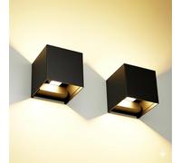 Voltix 2 Pezzi Applique da Parete LED per Esterno e Interno, Lampada da Parete Moderna Nero 12W, IP65 Impermeabile, Fascio Luminoso Regolabile, Design Cubo Quadrato per Muro (3000K - Luce Calda)