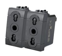 VOLTIX 2 PEZZI Presa Bipasso Bivalente 2P+T 10/16A Prese Elettriche da Muro Compatibile con Bticino Living Light e Living International Nero (2)