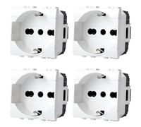 Voltix 4 Pezzi Prese Schuko 2P+T 10/16A 250V Compatibili con Bticino living, Colore Bianco (4)