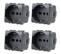 Voltix 4 Pezzi Prese Schuko da Muro 2P+T 16A Compatibili con BTicino Living Light e Living International, Nero - Placche Compatibili BTicino (4)