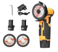 VOLTIX Smerigliatrice Angolare a Batteria 76mm, Mini Smerigliatrice Portatile con 2 Batterie Ricaricabili, Velocità 19500RPM, 2 Dischi Inclusi - Ideale per Taglio e Levigatura