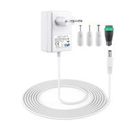 VOLTKARE Alimentatore universale 12V2A con cavo di ricarica extra da 1,8 m, con 4 connettori DC per Echo Dot, telecamera di sorveglianza, strisce LED, telecamere IP, router, altoparlanti, ricevitore
