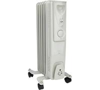 VOLTMAN, Radiatore a olio mobile da 2000 W, Termostato regolabile, Da 3 a 5 livelli di riscaldamento, Ruote integrate, Silenzioso, Ideale per soggiorni, Bianco