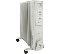 VOLTMAN, Radiatore a olio mobile da 2500 W, Termostato regolabile, Da 3 a 5 livelli di riscaldamento, Ruote integrate, Silenzioso, Ideale per soggiorni, Bianco