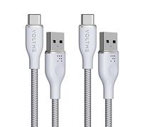 VOLTME Set di 2 Cavo USB a USB C 3A Nylon Intrecciato 1.0m, RUGG Cavo USB Tipo C a Ricarica Rapida Compatibile con Pixel 7/6/5/4XL, iPad Pro, Galaxy S10, Moto G7 Plus, Redmi Note 10 9, ecc. (grigio)