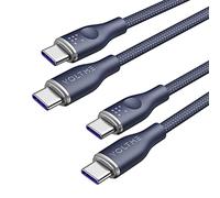 VOLTME Set di 2 Cavo USB C a USB C PD 5A 100W Nylon Intrecciato 1.0m, RUGG USB-C Tipo C Cavo di Rapida Compatibile con MacBook, MateBook pro, Pixel 7/6 Pro/5/4XL, iPad Pro, Galaxy, ecc. (blu)