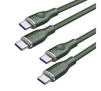 VOLTME Set di 2 Cavo USB C a USB C PD 5A 100W Nylon Intrecciato 1.0m, RUGG USB-C Tipo C Cavo di Rapida Compatibile con MacBook, MateBook pro, Pixel 7/6 Pro/5/4XL, iPad Pro, Galaxy, ecc. (verde)