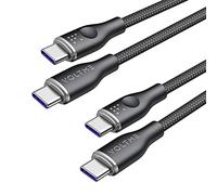 VOLTME Set di 2 Cavo USB C a USB C PD 5A 100W Nylon Intrecciato 1.0m, RUGG USB-C Tipo C Cavo di Rapida Compatibile con MacBook, MateBook pro, Pixel 7/6 Pro/5/4XL, iPad Pro, Galaxy, ecc. (nero)