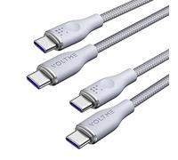 VOLTME Set di 2 Cavo USB C a USB C PD 5A 100W Nylon Intrecciato 1.0m, RUGG USB-C Tipo C Cavo di Rapida Compatibile con MacBook, MateBook pro, Pixel 7/6 Pro/5/4XL, iPad Pro, Galaxy, ecc. (grigio)