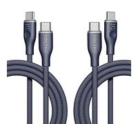VOLTME Set di 2 Cavo USB C a USB C PD 60W Nylon Intrecciato 1,80m, RUGG USB-C Tipo C Cavo Ricarica Compatibile con MacBook, MateBook, Pixel 7/6 Pro/5/4XL, iPad Pro, Galaxy S22/Plus, ecc... (blu)