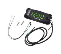 Voltmetro a LED da 6 V a 30 V, voltmetro digitale 3 in 1, termometro orologio per moto, auto, barca, impermeabile, IP67, tester di tensione CC con display del momento (verde)