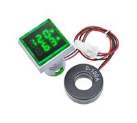 Voltmetro con display a LED AC 0-100A 60-500V LED Digital Voltmetro Amperometro 22mm Quadrato Tensione Doppio Display Auto Volt Tester Manometro(Green)