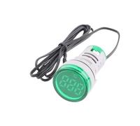 Voltmetro con display a LED Mini termometro digitale a LED in plastica da 22 mm, 50-380 V CA, luce blu, rossa, bianca, gialla e verde(Round Green)