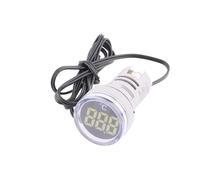 Voltmetro con display a LED Mini termometro digitale a LED in plastica da 22 mm, 50-380 V CA, luce blu, rossa, bianca, gialla e verde(Round White)