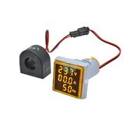 Voltmetro con display a LED Voltmetro amperometro trasformatore indicatore tester 3 in 1 a LED quadrato da 22 mm CA 60-500 V 0-100 A(Yellow)