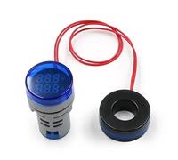 Voltmetro con display a LED Voltmetro digitale rotondo da 22 mm AC 20-500 V 0-100 A, amperometro, voltmetro, tester di tensione, doppio indicatore LED, spia luminosa(Blue)