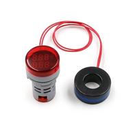 Voltmetro con display a LED Voltmetro digitale rotondo da 22 mm AC 20-500 V 0-100 A, amperometro, voltmetro, tester di tensione, doppio indicatore LED, spia luminosa(Red)