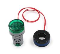 Voltmetro con display a LED Voltmetro digitale rotondo da 22 mm AC 20-500 V 0-100 A, amperometro, voltmetro, tester di tensione, doppio indicatore LED, spia luminosa(Green)
