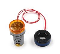 Voltmetro con display a LED Voltmetro digitale rotondo da 22 mm AC 20-500 V 0-100 A, amperometro, voltmetro, tester di tensione, doppio indicatore LED, spia luminosa(Yellow)