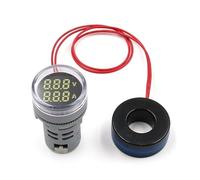 Voltmetro con display a LED Voltmetro digitale rotondo da 22 mm AC 20-500 V 0-100 A, amperometro, voltmetro, tester di tensione, doppio indicatore LED, spia luminosa(WHITE)