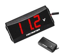 Voltmetro digitale 12V - MeTana per la tensione della batteria del display a LED impermeabile per auto, motociclette e barche | Ga indice di tensione con carattere rosso per un facile monitoraggio