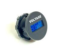 VOLTMETRO DIGITALE DISPLAY LED BLU - CON GHIERA - FORO FISSAGGIO 29mm
