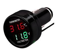 Voltmetro digitale per auto, termometro DC 12 V, 24 V, 36 V, 2 in 1 LED, monitoraggio della tensione, misuratore di temperatura, misuratore di temperatura, misuratore di misurazione per auto, camion,