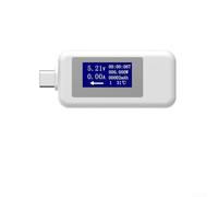 Voltmetro e amperometro multifunzione USB-C con display digitale, 0-5,1 A 4-30 V, capacità reale di potenza, monitor della temperatura con schermo rotante, per computer portatili e desktop Phs (bianco