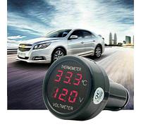 Voltmetro e termometro 2 in 1, DC 12V 24V LED Accendisigari Doppio termometro digitale Voltmetro, display digitale Indicatore di temperatura della automatica Misuratore di temperatura del monitor