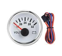 Voltmetro impermeabile, 52mm / 2in 18-32V voltometro 7 colori controluce 9-32V Tensione di funzionamento per barca Car Truck Moto ATV(bianca)