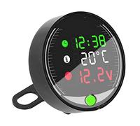 Voltmetro Motociclistico a LED Akozon e Indicatore di Temperatura Ambiente, Cronografo per Display Digitale 9-24 V, Ricarica USB, Strumento Multifunzione per la Modifica della Moto