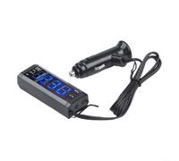 Voltmetro per auto, 3 in 1, termometro, orologio, display digitale LCD per tensione e temperatura interno/esterno, orologio elettronico multifunzione con super condensatore, DC 6 V-30 V, blu