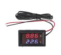 Voltmetro per auto da 12 V 24 V con cavi Display digitale a LED Indicatore di temperatura a forma quadrata Tester di tensione digitale Termometro Pirometro Umidità Barometro Controller Sensore di